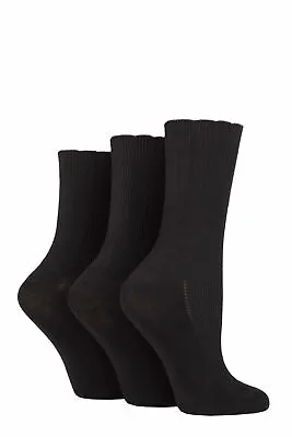 £9.99 • Buy Ladies 3 Pair Elle Ribbed Bamboo Socks With Scallop Top