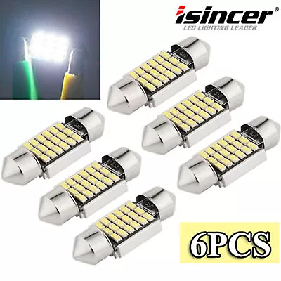 6Pcs 31MM Festoon DE3175 LED Map/Dome Interior Light Bulbs 6000K White CANBUS • $6.99