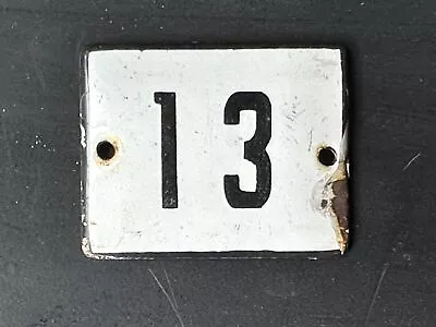 Number 13 Vintage Enamel House Numbers Made In Europe Room Hotel FREE POSTAGE • $28.04