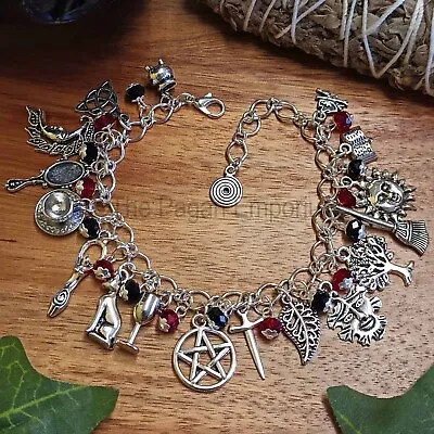 Witches Charm Bracelet - Gothic Tone Pagan Jewellery Wiccan Witch Witchcraft • £12.50