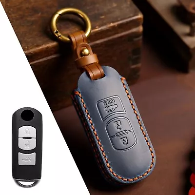$23.99 • Buy Leather Remote Key Case Cover Shell Fob For Mazda 2 3 5 6 CX-3 CX-5 CX-7 Blue