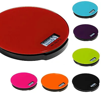 Zing Kitchen Round Scale Digital Electrical Lcd Good Glass 7 Different Colours • £26.21
