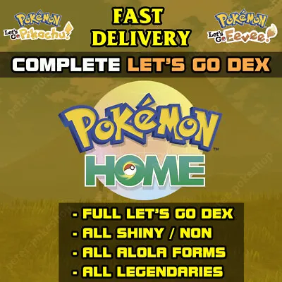 $4.95 • Buy Pokemon Home Lets Let's Go Pikachu Eevee COMPLETE Dex | Shiny + Non, 6IV