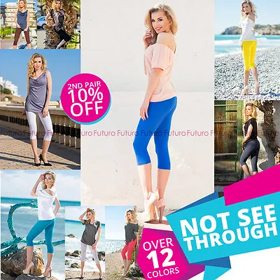 £2.99 • Buy Womens 3/4 Length Leggings Capri Cropped Summer 100% Genuine Cotton High Quality