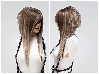 Wigs Emo Long Blonde Highlight With Bangs Full Density Styled Unisex Edgy Scene • $174.31