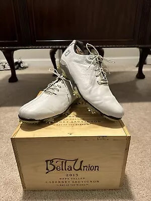 *WOW* FootJoy DNA Staff Golf Shoes Men Sz 10 White Leather Oxford Spikes 53401 • $12.50