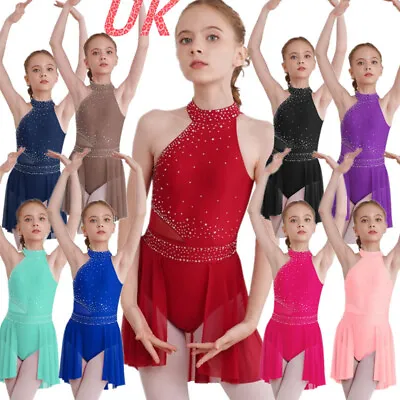 UK Girls Ballet Dance Leotard Dress Contemporary Dancewear Gymnastics Costume • £12.20