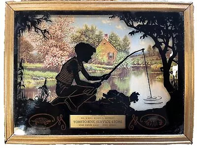 VTG 1950 Silhouette Boy Fishing Dog Yorktown PA Advertising Calendar Turtle • $19.99