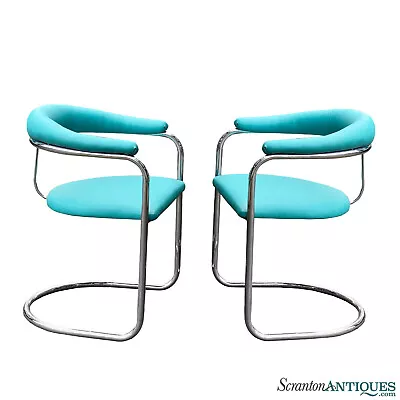 Mid-Century Atomic Cantilevered Chrome Chair By Anton Lorenz For Thonet - A Pair • $880