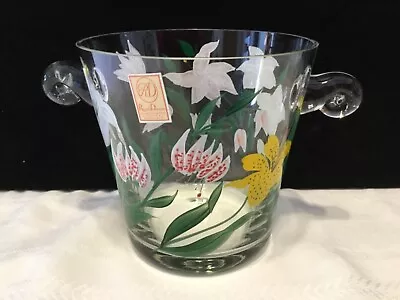 Vintage Royal Danube Crystal Bowl W/ Hand Painted Flower Floral - Romania (NN9) • $10