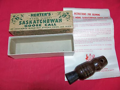 Vintage Herter’s Saskatchewan Goose Call Bird Waterfowl Hunting Old Wood Wooden • $41