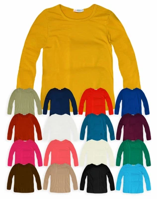 Kids Long Sleeve Top Girls T Shirt Stretch Fit Tee Shrt New Age 2-14 Years • £5.99