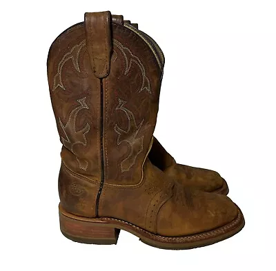 DOUBLE-H Square Toe Roper Boot Men’s 7 D Western Cowboy Boot Leather Jase DH3560 • $99.99