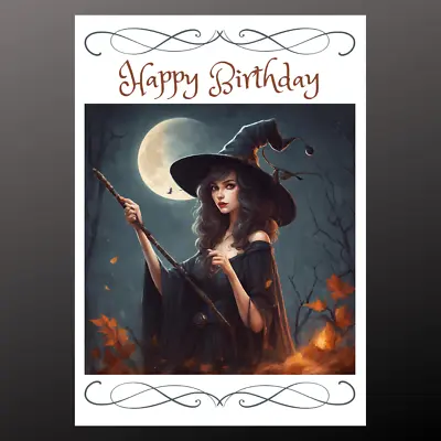 Happy Birthday Greetings Card  Personalise Seeded Witchy Witch Pagan Wiccan Goth • £2.99