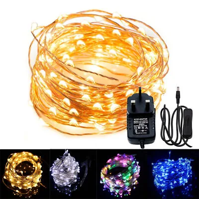 LED Copper Fairy Micro Rice Wire String Light 12V Christmas Party + Power Supply • £16.67