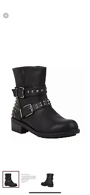 Hot Topic Buckle Spike Stud Vegan Faux Leather Pink Gothic Ankle Moto Boots 11 • $50