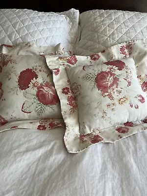 Waverly Garden Room Norfolk Rose  2 Pillows 20x20 Neutral Red Floral • $40