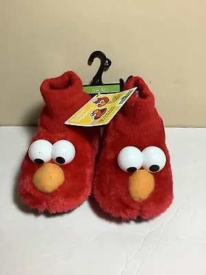 NWT Sesame Street Elmo Puppet Cuffed Slippers Shoes Padded Toddler SIZE M 7/8 • $12.95