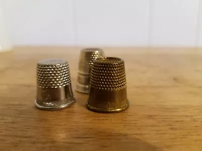 Lot Of 3 Mixed Vintage Metal Sewing Thimbles One England • $16