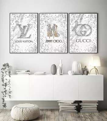 £6.49 • Buy Set Of 3 Fashion Art Prints Designer Coco Perfume Bottle Glitter A5 A4 A3 S53