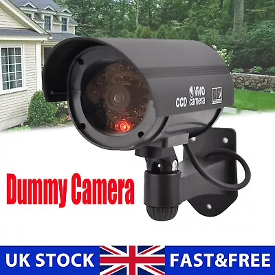 Dummy Security Camera Fake Cameras CCTV Surveillance With Flashing LED Light • £7.49