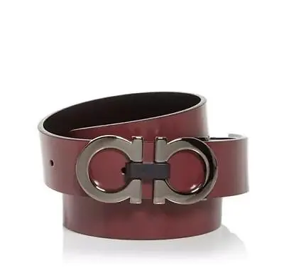 $565 Salvatore Ferragamo Gancini Leather Belt Brown 95 US 38 • $349.99