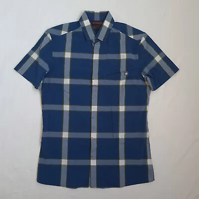 NEW! Mammut Mens Snap Button Shirt Size S Plaid Outdoor Hiking Check Blue • £18