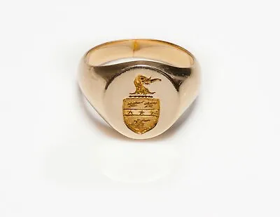 Antique Larter & Sons Gold Crest Mens Ring • $2850