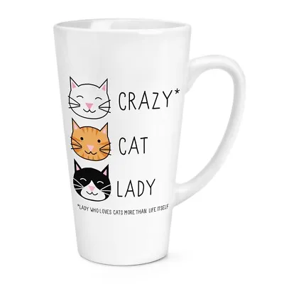 CRAZY CAT LADY 17OZ LATTE MUG CUP - Kitten Animal Funny Novelty Tea Coffee • £12.99