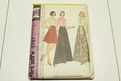 Vintage McCall's 3797 Maxi Skirt Blouse Sash Jabot Pattern Size 12 Cut 1970s • $4.99