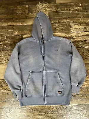 Dickies Hoodie Mens XL Thermal Sherpa Lined Blue Faded Distressed Y2K Full Zip  • $29.95