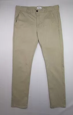 FARAH Stretch Chino Trousers Light Stone Regular Fit W34  X L32  Uk Gd Used Cond • £11.99