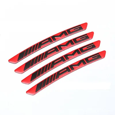 4PC Sport Wheel Rim Badge 3D Logo Emblem Sticker Decoration For Mercedes AMG Red • $9.99