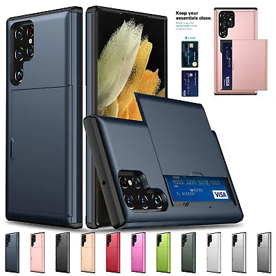 $3.99 • Buy For Samsung S22 Ultra S21 S20 S10 Plus Note20 Shockproof Wallet Card Holder Case