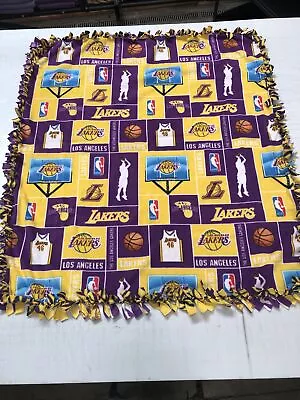 Hand Made Double Sided Fleece Tied Blanket Approx. 6' X 5' Lakers / Purple Zebra • $45