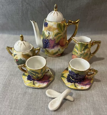 LOT Fruits Design Gold Trim Mini Tea Set - 11 Pieces • $17