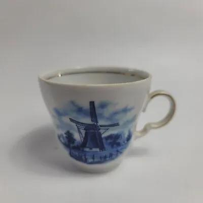 Delfts Blauw Demitasse Cup Blue And White Windmill Holland NO SAUCER • $9.99