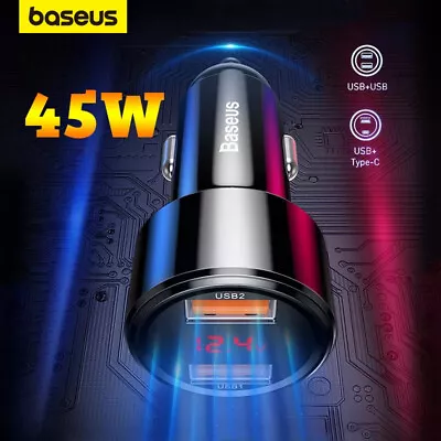 Baseus PD Quick Charging Car Charger 45W USB Type C Adapter For IPhone Samsung • $16.99