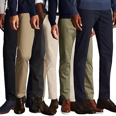 Ex-M&S Mens Chino Pants Regular Fit Flat-Front Stretch Relaxed Cotton Trouser • £11.99