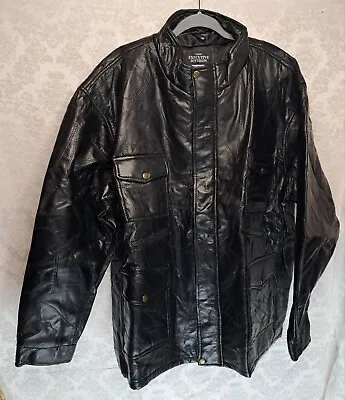 Haband Executive Division Leather Patchwork Jacket Mens 4XL Black  • $19.99