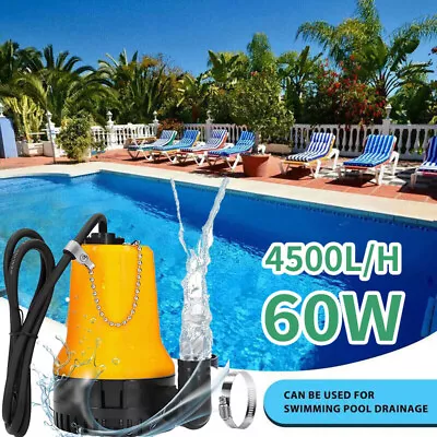 12V 4500l/hr Submersible Water Pump Clean Clear Dirty Pool Pond Flood Yellow UK • £17.99