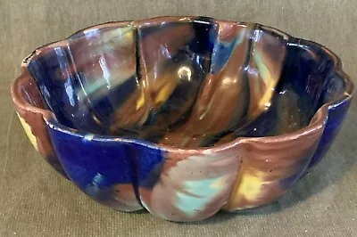 1930s Large Pottery Multicolor Mexico Oaxaca Dripware BOWL • $125