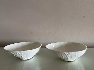 COALPORT English ‘Countryware’ White Leaf Avocado Shape Serving Dishes X 2 • £8