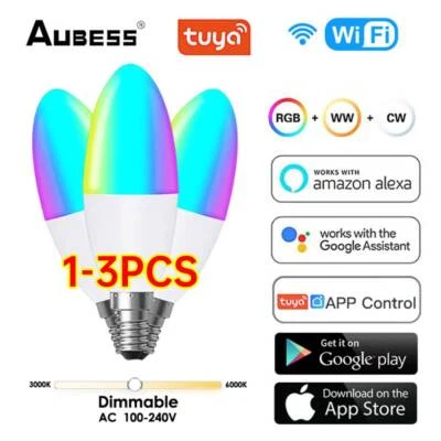 $16.99 • Buy TUYA E14 RGB LED Smart Light Bulb Lightbulbs Voice Control For Alexa Google Home