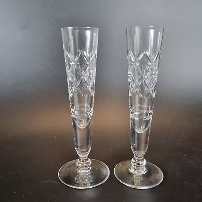 Vintage Pair Edinburgh Crystal Drinking Glasses Champagne Flutes? 17.5cm High • £29