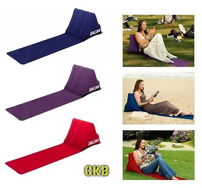 Chill Wedge Inflatable Beach Chair Festival Camping Lounger Pillow Seat Cushion • £13.19