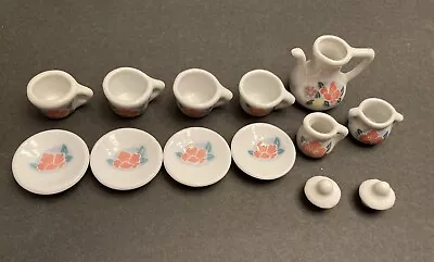 Mini Porcelain Tea Set - Ceramic Pretend Play Set 13 Pieces Floral • $12.99