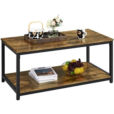 Industrial Coffee Table With Storage Shelf Vintage Center Table For Living Room • $39.99