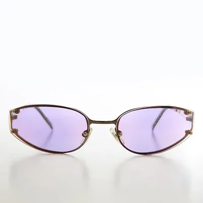 Oval Y2k Wrap Around Sunglasses With Purple Lenses - Rickey • $28