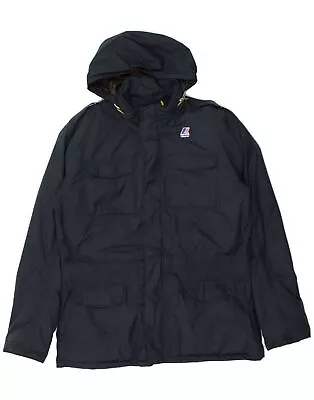 K-WAY Mens Hooded Windbreaker Jacket UK 42 XL Navy Blue Polyamide BB20 • $45.99